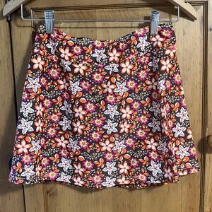 Floral Mini Skirt - Black, Orange, Pink
